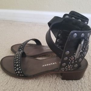 Chinese Laundry Black Ankle Strap Studded Sandals
